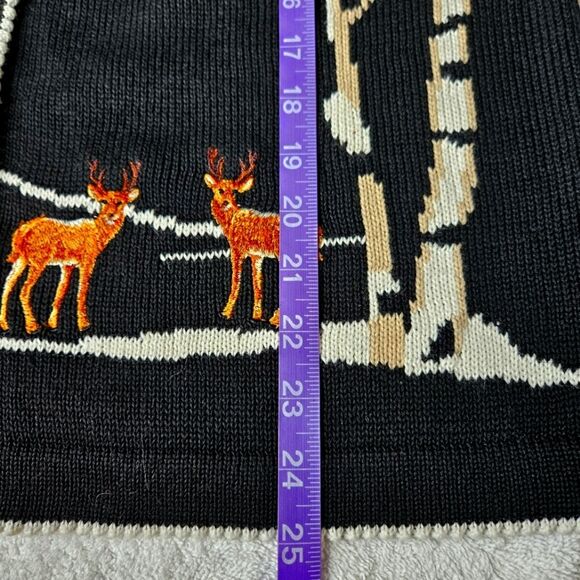 Terazzo Deer in Forest Black White Knit Button Front Christmas Cardigan Sweater - Picture 8 of 9